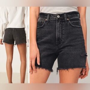 ABERCROMBIE & FITCH High Rise Dad Denim Short Black Jean Mom Shorts